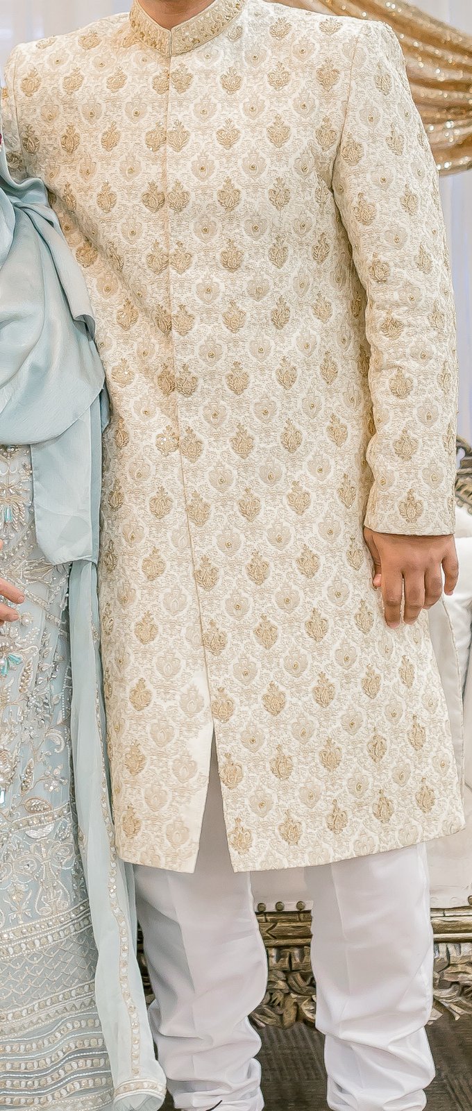 Cream/Gold Embroidery Sherwani